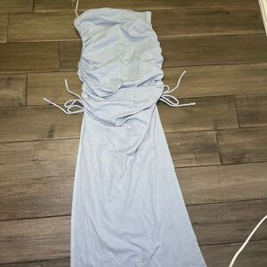 Light Blue Ruched Maxi Dress